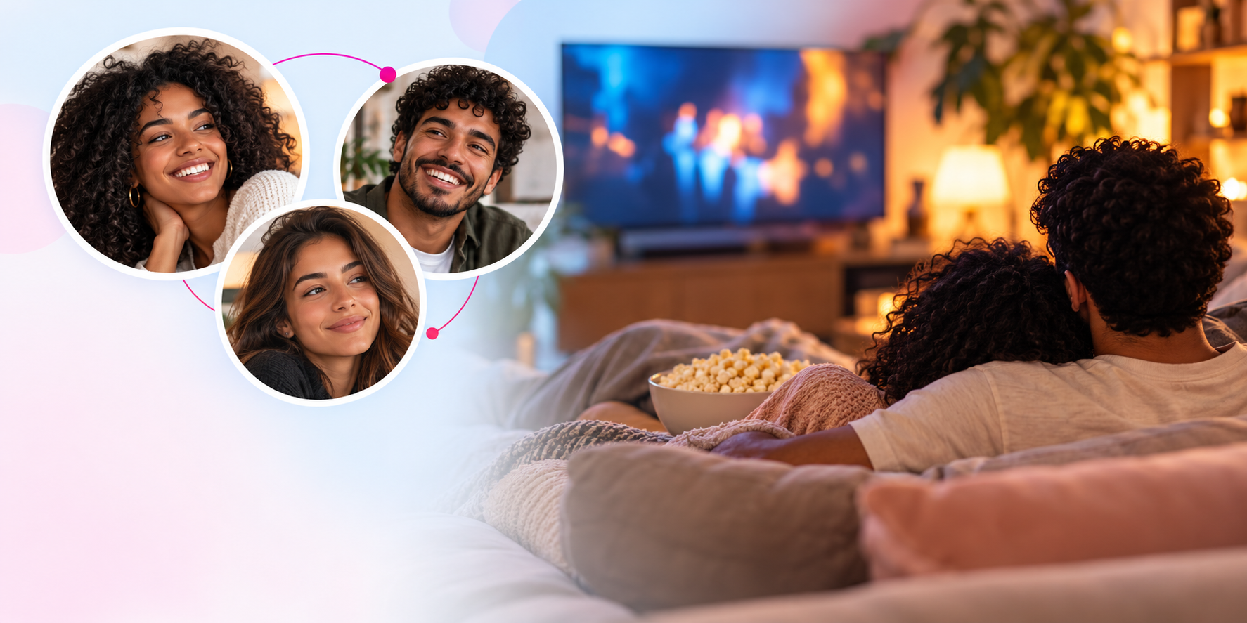 Pessoas conectadas por interesses e uma noite de cinema